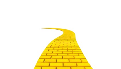 A yellow brick road isolated on a white background