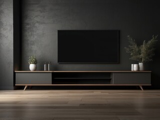 Modern Living Room with a Flat-Screen Television on a Wooden Stand