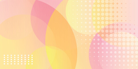 Minimalist banner background, pastel colorful, pink and yellow gradations. Circle effect style geometric, abstract background. Eps 10.