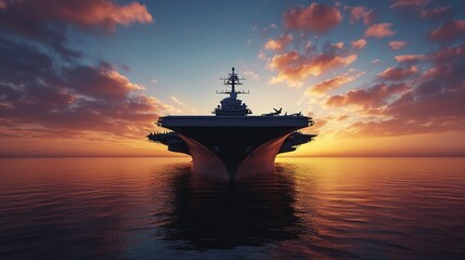 Fototapeta premium Aircraft carrier military warship navy 3D rendering ship