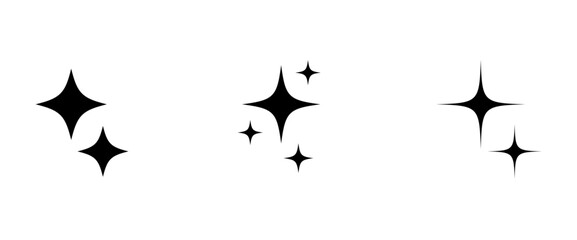 Retro futuristic sparkle icons collection set. Set of star shapes. Abstract cool shine effect sign vector design. Templates for design, posters, projects, banners, logo, and business cards