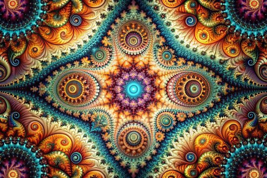Fractal Symphony: Mathematical patterns, symmetry, kaleidoscopic effects, mathematical