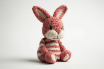 Red and White Striped Knitted Rabbit Toy
