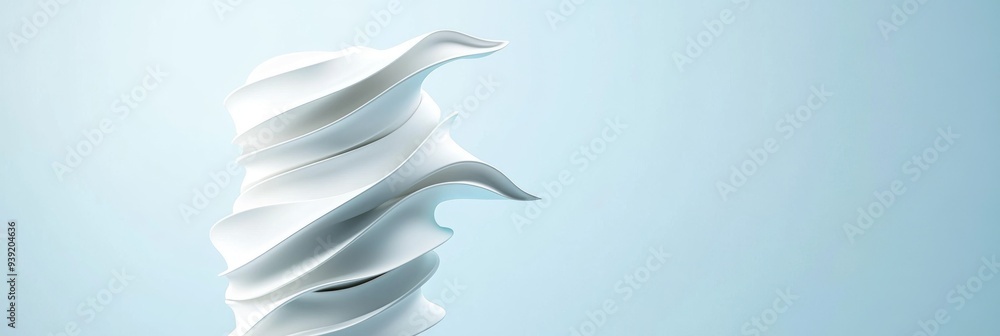 Poster a 3d icon of a wind symbol with swirling lines illustrating breezy weather conditions in a minimalis