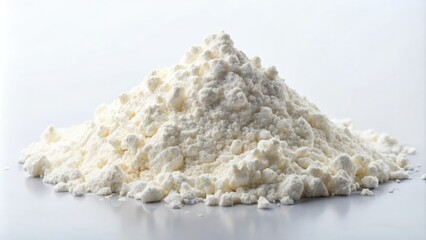 Soft, creamy white powder spreads evenly across a clean, minimalist background, creating a serene and neutral atmosphere perfect for product showcases or design elements.
