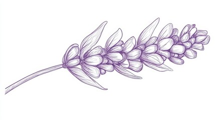Obraz premium A detailed illustration of a flowering plant with elongated petals and leaves.