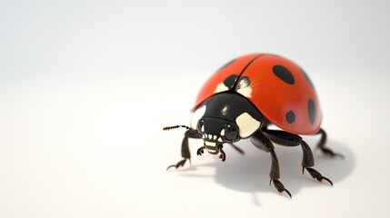 Fototapeta premium Cute Ladybug with No Shadow: An Adorable and Vibrant Illustration of a Ladybug, Captured in a Clean and Simple Style Without Any Shadows.