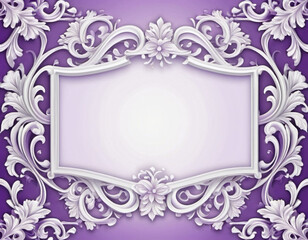 Frame with lilac flowers in Rococo Baroque style. Delicate lilac flowers, petals a soft, pastel purple white. The image captures the intricate details of the blossoms, showcasing delicate beauty. AI