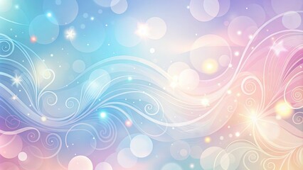 Soft, whimsical pastel background with abstract vector shapes, gentle swirls, and subtle gradient effects, creating a calming and dreamy atmosphere for design projects.