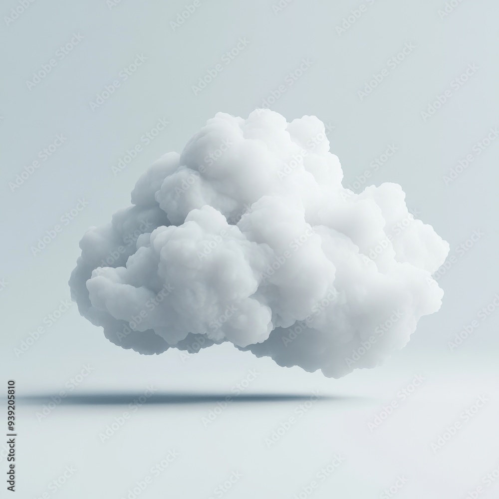 Poster A 3D single icon of a foggy cloud with diffused light illustrating misty or foggy weather in a soft and minimal style