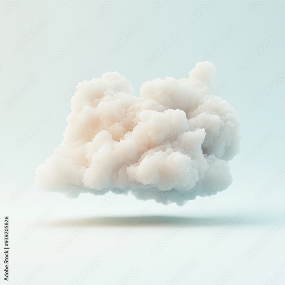 Poster A 3D single icon of a foggy cloud with diffused light illustrating misty or foggy weather in a soft and minimal style