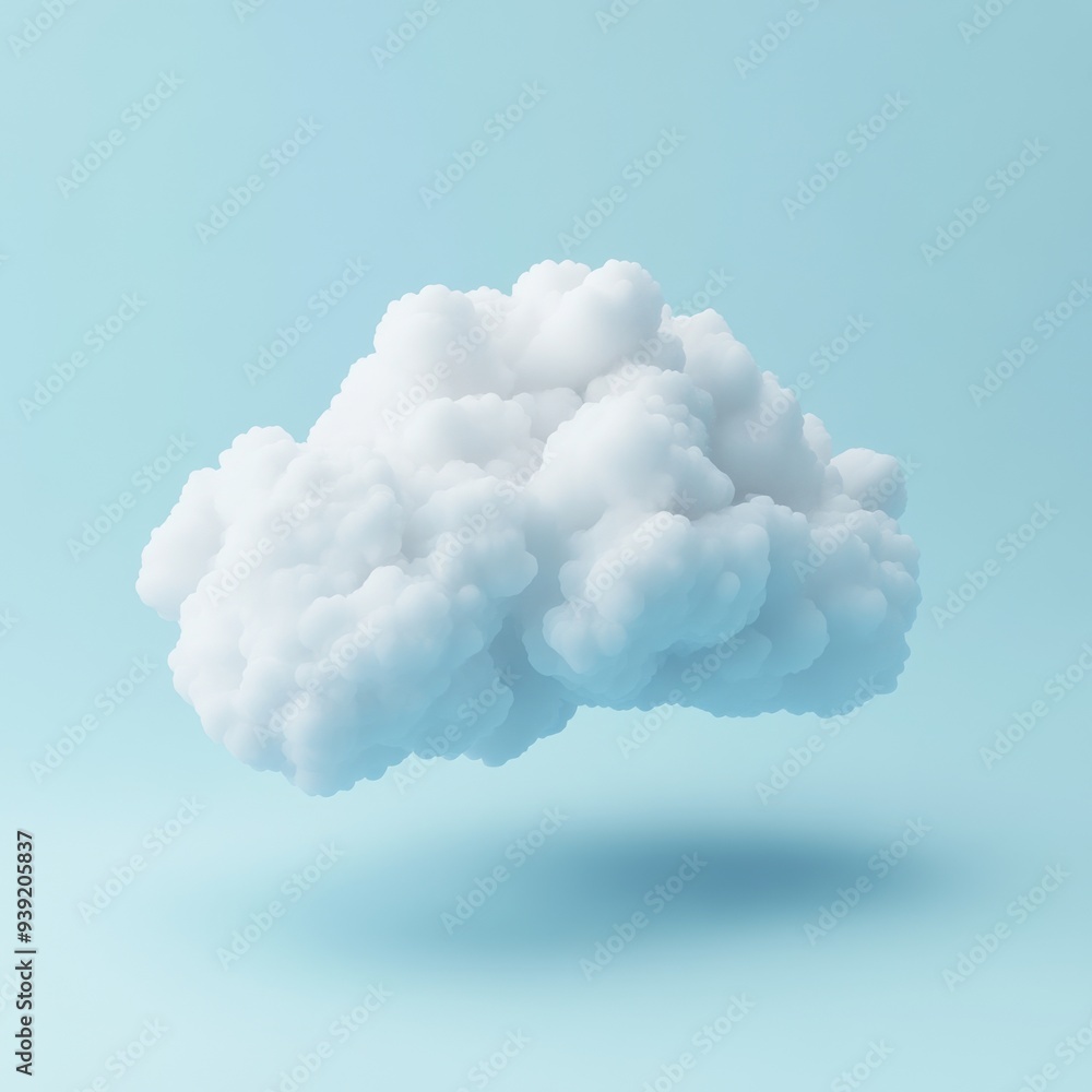 Poster a 3d single icon of a foggy cloud with diffused light illustrating misty or foggy weather in a soft 
