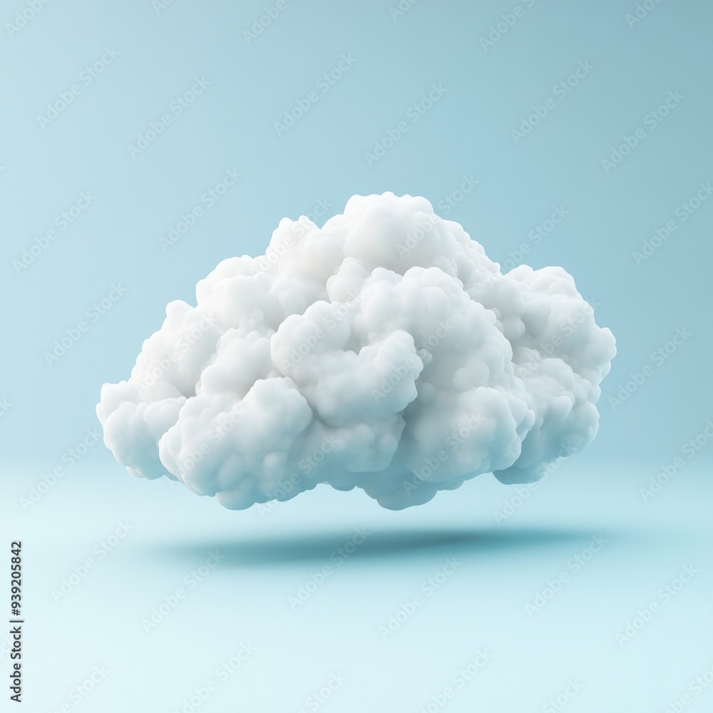 Poster a 3d single icon of a foggy cloud with diffused light illustrating misty or foggy weather in a soft 