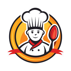 A playful logo with a chef&rsquo;s hat and a spoon, creating a welcoming and professional image for casual dining or fine dining restaurants
