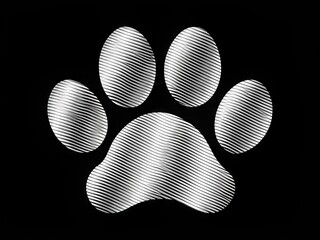 Intriguing Negative Space Cat Paw: Minimalist, black and white, optical illusion, cat paw shape