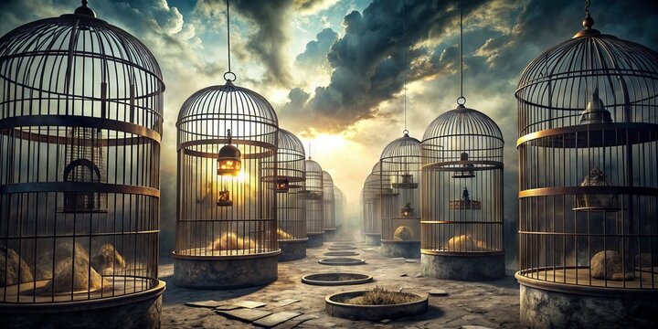 Iron Cages: Metallic, oppressive, claustrophobic, muted, dystopian.