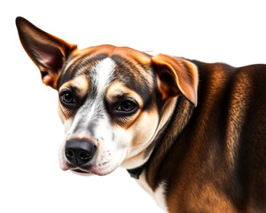 Dog with depression isolate on a white background. Generative AI Illustration