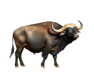 Wild buffalo on white background. Generative AI Illustration