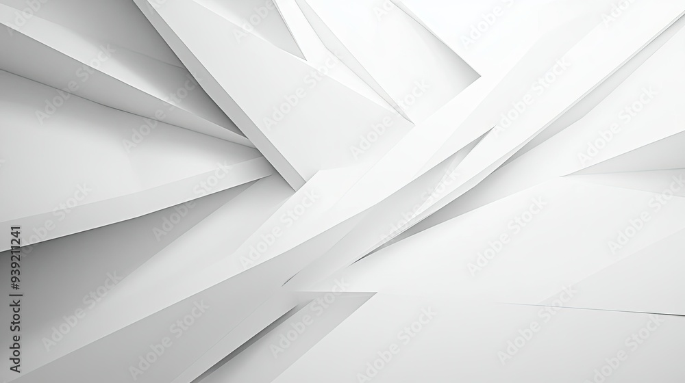 Fototapete white-on-white abstract geometric background with sharp angles and smooth curves, creating a sleek a