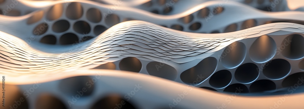 Poster 81. sleek 3d render of complex geometric patterns with a polished circle ceramic surface