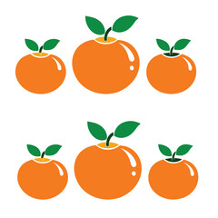 Set of Orange Fruit Silhouette Vector Designs on a White Background