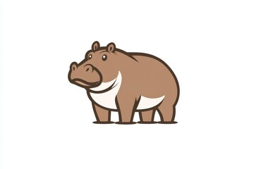 Fototapeta premium Cute Cartoon Hippopotamus Illustration.