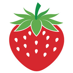 Red strawberry silhouette vector on a white background
