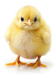 Obraz premium Tiny yellow chick, isolated on white background, Clipping path
