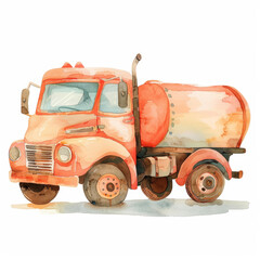 Watercolor Vintage Fuel Truck Illustration   Nostalgic, Retro, Hand Painted Art