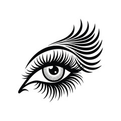 Obraz premium an eye drawn on a white background with a black outline. 