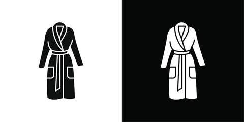 bathrobe icon Black line art vector logo set