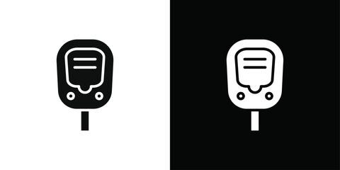blood glucose icon Black line art vector logo set