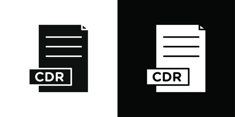 CDR File Document Icon Black line art vector logo set