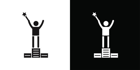 Champion icon Black line art vector logo set