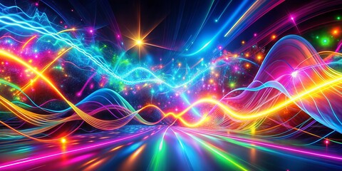 Neon Pulse Abstract: Abstract shapes, electric colors, flowing lines, hypnotic beats, psychedelic energy