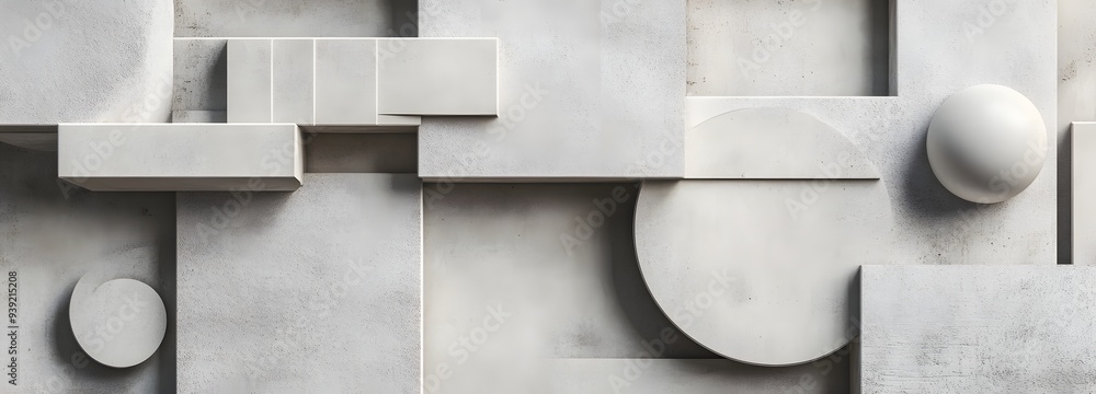 Poster 78. abstract 3d geometric render with a combination of shapes and a textured circle ceramic backgrou
