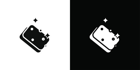 Cleaning sponge icon Black line art vector logo set