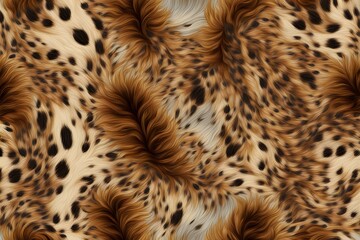A seamless pattern of lynx fur with a mix of golden and brown spotted textures, AI Generated