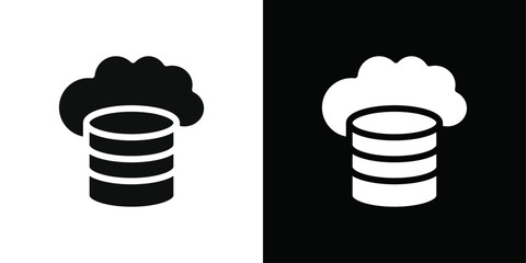 Cloud database icon Black line art vector logo set