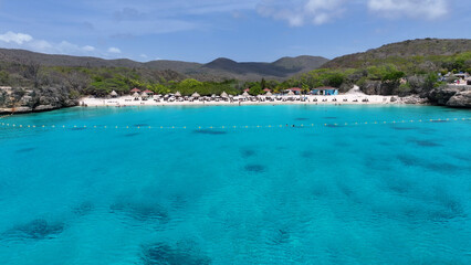 Kenepa Grandi Beach At Willemstad In Netherlands Curacao. Beach Landscape. Caribbean Island. Willemstad At Netherlands Curacao. Seascape Outdoor. Nature Tourism.