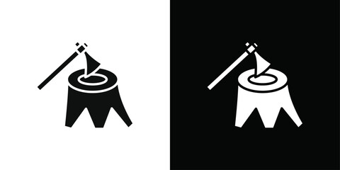 Deforestation icon Black line art vector logo set