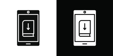 E book download icon Black line art vector logo set