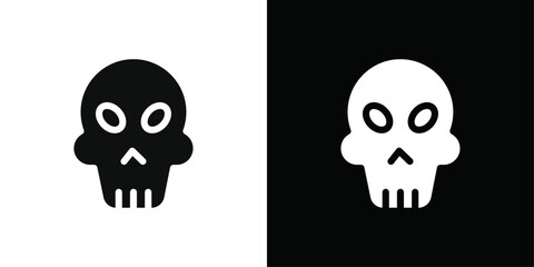 Fototapeta premium Evil skull icon Black line art vector logo set
