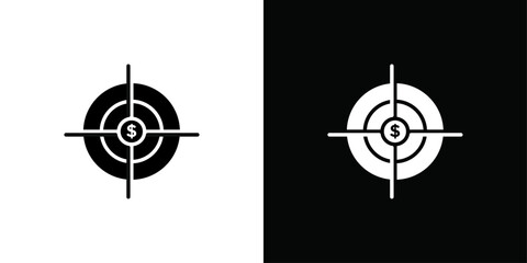 Funds hunting icon Black line art vector logo set