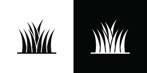 Grass icon Black line art vector logo set