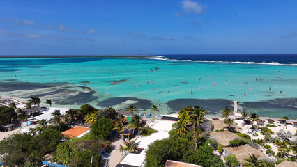 Sorobon Beach At Kralendijk In Bonaire Netherlands Antilles. Beach Landscape. Caribbean Island. Kralendijk At Bonaire Netherlands Antilles. Seascape Outdoor. Nature Tourism.