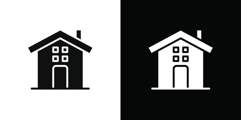 Home icon Black line art vector logo set