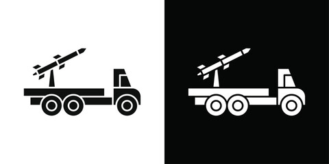 Missile Launcher icon Black line art vector logo set