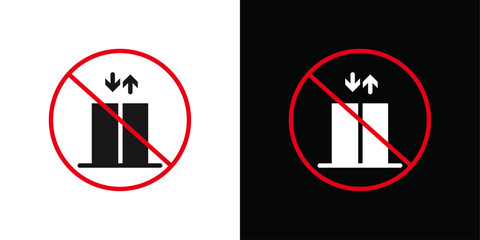 No Elevator Sign icon Black line art vector logo set