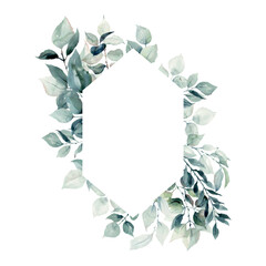 Fototapeta premium Floral illustration. Vector watercolor botanic frame for wedding or greeting card.